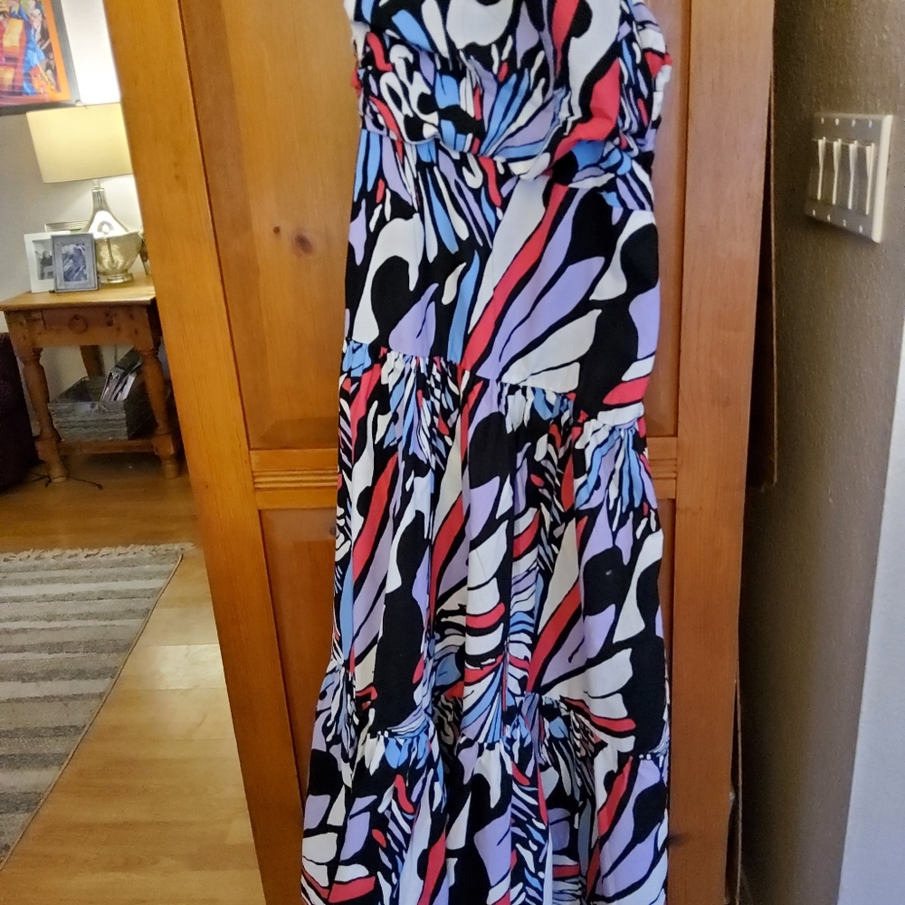 Anthropologie Maeve On Shoulder Printed Mine Dress Size M EUC - Picture 5 of 8
